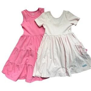 Merce + Me Girls Pink Dress Bundle Set Tiered Ruffle Twirl Pocket Dancer Sz 6
